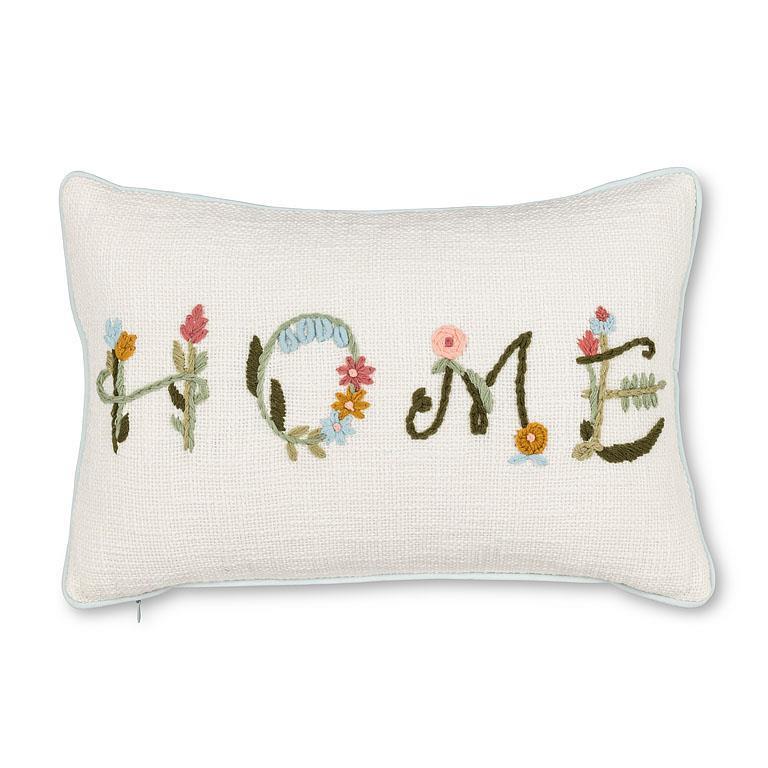 Embroidered Floral HOME Boucle Rectangle Patio cushion