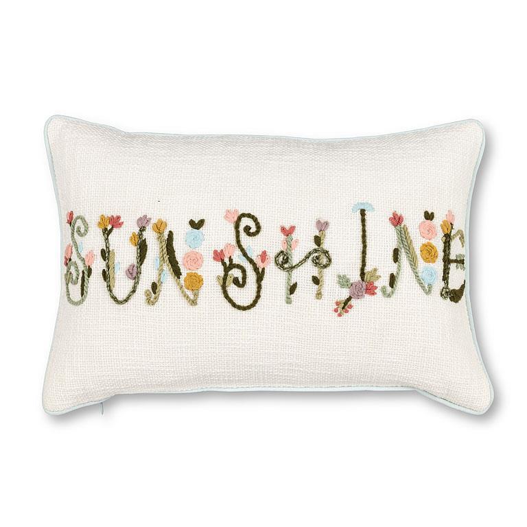 Embroidered Floral SUNSHINE Boucle Rectangle Patio Cushion