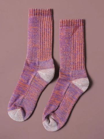 Merino Wool Mountain Hiking Socks - Orange/Purple