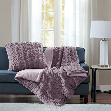 Ruched Fur Throw 50x60