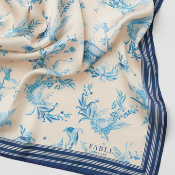 Toile de Jouy Vintage Blue Square Scarf