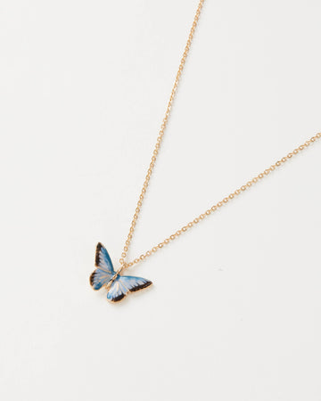 Enamel Blue Butterfly Short Necklace: Matchbox - Perfect for Gifting