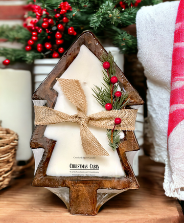 Christmas Cabin | Tree Shaped Dough Bowl | Holiday Candle