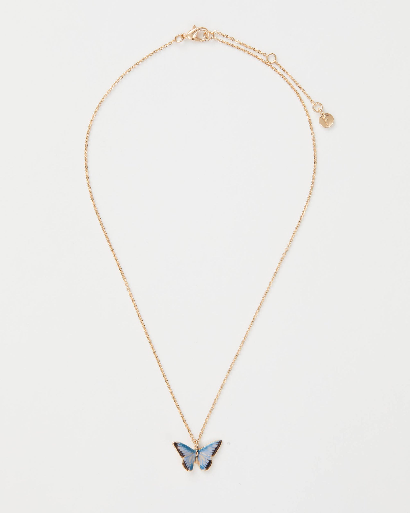 Enamel Blue Butterfly Short Necklace: Matchbox - Perfect for Gifting