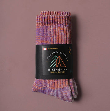 Merino Wool Mountain Hiking Socks - Orange/Purple