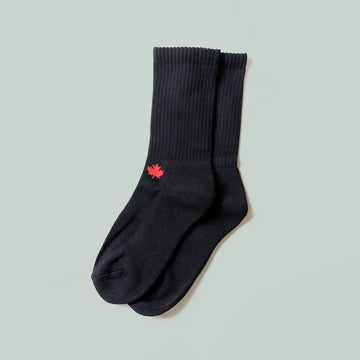 Bamboo Crew Sock - Canada Leaf