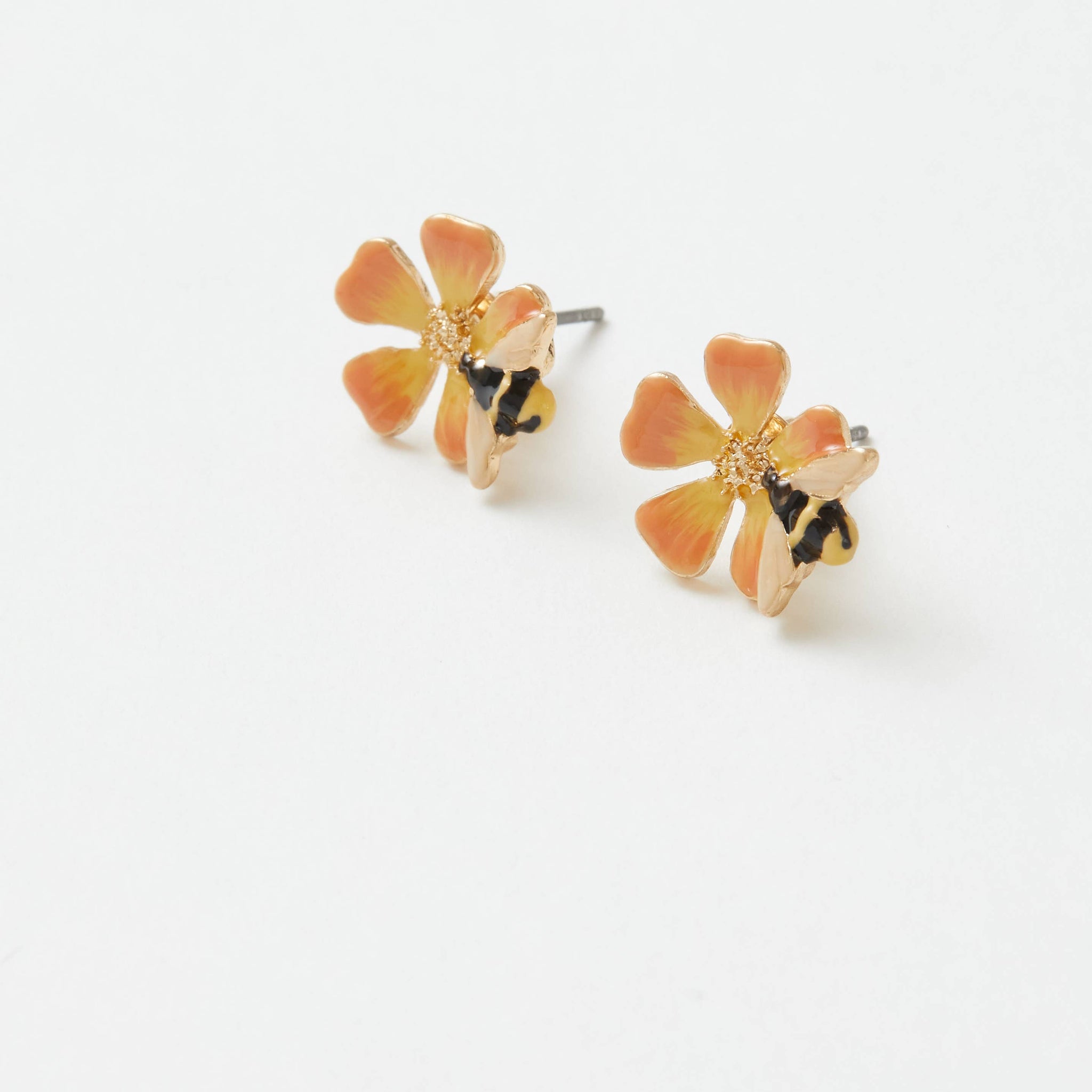 Enamel Bloom & Bee Stud Earrings