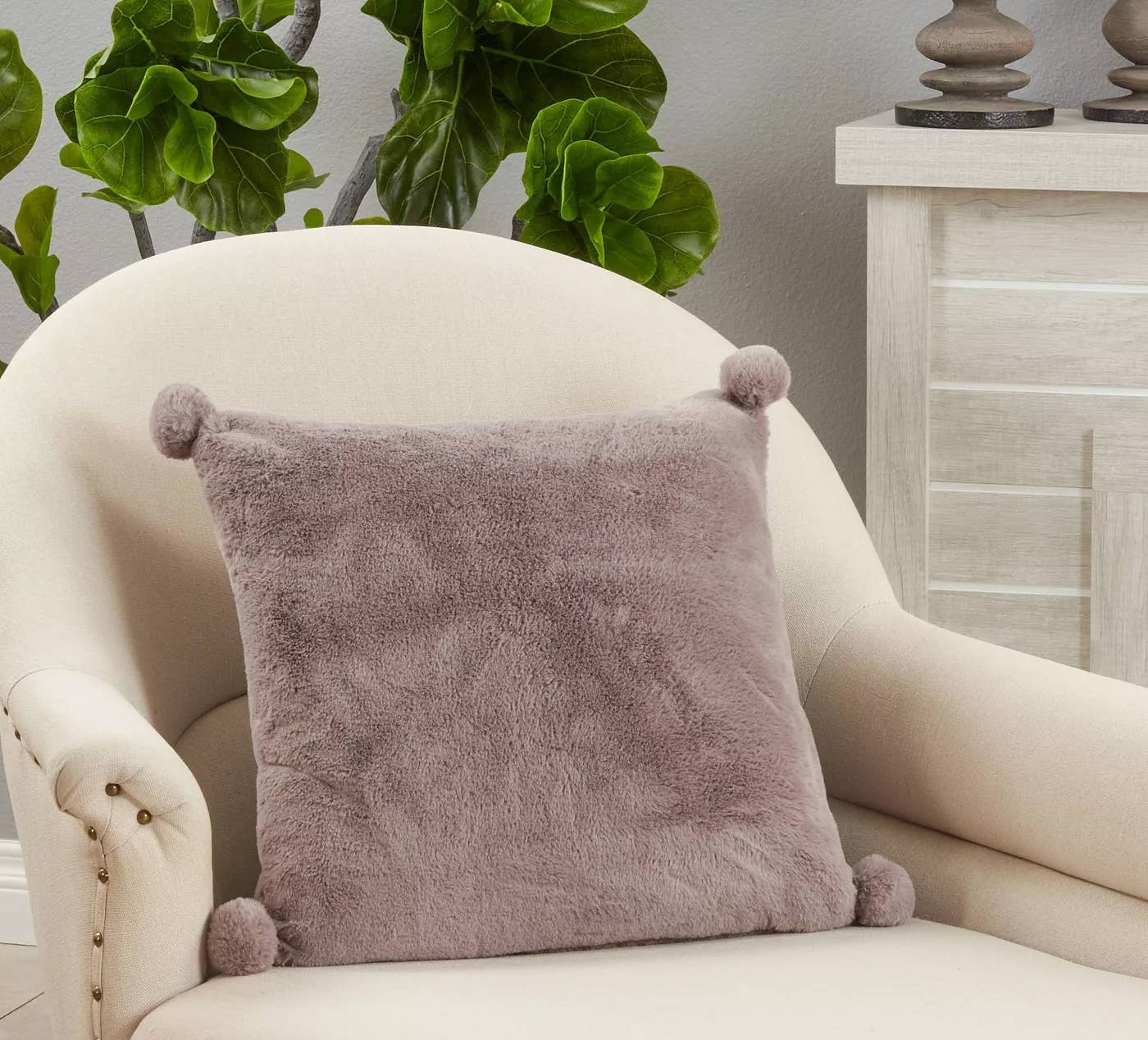 Faux Rabbit Fur Ultra Soft Throw Pillows with Inserts (Set of 3)